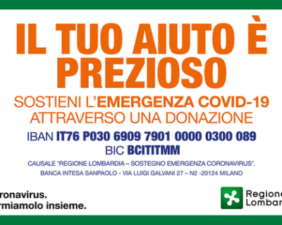 Regione Lombardia: sostieni l’emergenza COVID-19, il tuo aiuto è prezioso