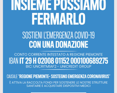Regione Piemonte: sostegno emergenza Coronavirus